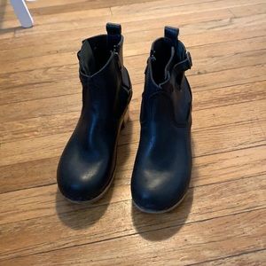 No. 6 black 5” mid heel zip leather clog ankle boots 38